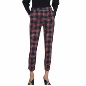 Zara women Red Plaid Chinos size Xl